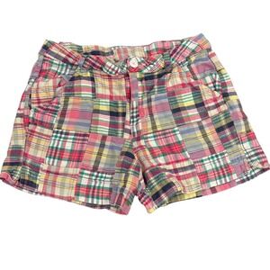 J‎ Khaki Girls Madras Shorts Patchwork Plaid Preppy Retro Y2K Sz 16 Cotton